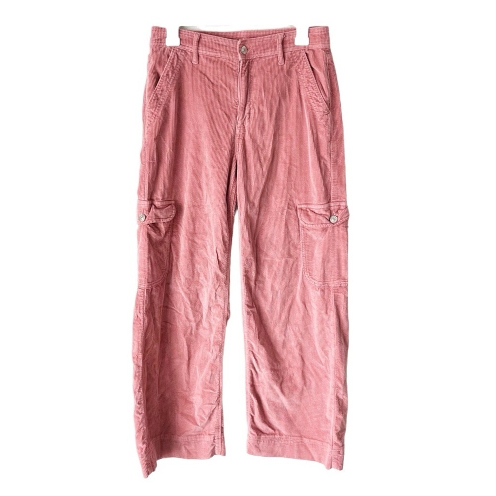 American Eagle Pants Women's 4‎ Short 4P Petite Pink Wide Leg Corduroy High Rise